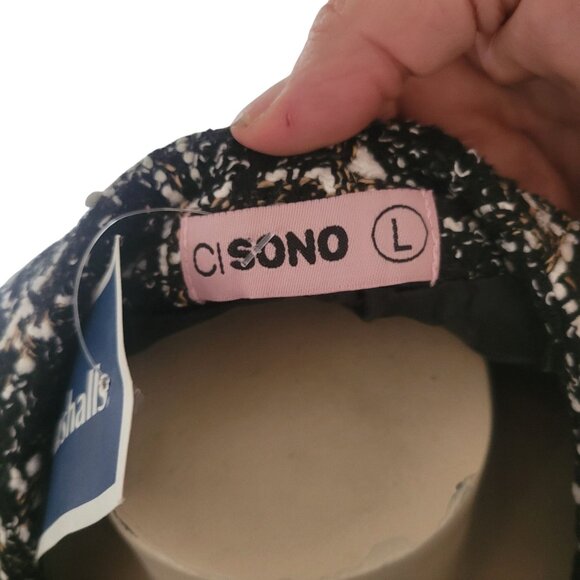 Ci Sono Womens Tweed Plaid Open Front Jacket‎ Black/White L - Picture 4 of 10